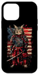 iPhone 12 mini Cat Samurai American Flag Samurai Cat Art Patriotic Cat Case