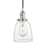 Pathson Verre Cloche Abat-jour Lampe Rétro Industrial Suspension Ajustable Pendentif Plafonnier Rétro Eclairage pour Café,Cuisine,Salle à Manger Chrome