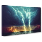 Miraculous Thunderstorm Canvas Wall Art Print Ready to Hang, Framed Picture for Living Room Bedroom Home Office Décor, 30x20 Inch (76x50 cm)