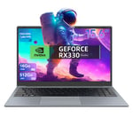 Ordinateur Portable 15,6'' NVIDIA GeForce MX330 Intel Alder Lake N95 RAM de 16Go SSD de 512Go 5000mAh Batterie 1920x1080FHD+ Pc Portable Ouverture d'angle à 180°-Gris