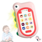 Richgv Jouet Bebe 1 an, Telephone Portable pour Enfant Fille Garcon, Smartphone Bebe Take Along Tunes avec Lumières et Melodies, Bebe 6 Mois(Dinosaure-Rose)