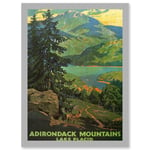 Travel Adirondack Mountains Lake Placid Tree Picture A4 Artwork Framed Wall Art Print