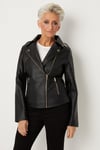 Wallis Womens Petite Black Faux Leather Biker Jacket Viscose - Size 8 UK