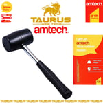 16oz AMTECH Rubber Mallet Hammer STEEL SHAFT Handle DIY Camping Paving Tools UK