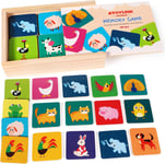 Toyssa 30pcs Wooden Memory Games for Kids 2 3 4 Years Cute Animal Matching Cards