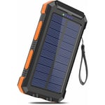 Hyy ar Chargeur solaire 20000mAh avec 2 usb pour une alimentation externe portable sans fil, charge rapide pour smartphones, tablettes, camping