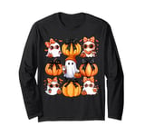 Coquette Bow Pumpkin Cute Boo Ghost Halloween Coquette Girl Long Sleeve T-Shirt