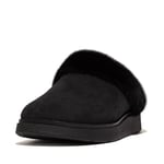 Fitflop Women's Gen-FF Shearling-Collar Suede Slippers, Black, 6.5 UK