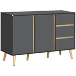 HOMCOM Buffet Bas Meuble de Rangement sur Pieds Style scandinave - 2 Portes 3 tiroirs - 120 x 40 x 80 cm - Gris Anthracite