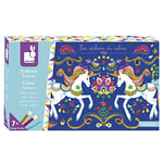 Janod - Coffret Paillettes Licornes - Les Ateliers du Calme - Kit Loisir Créatif Enfant - Apprentissage Motricité Fine et Créativité - Dès 7 ans, J07883