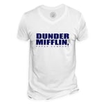 T-Shirt Homme Col V Dunder Mifflin Geek Serie Tv Film Humour