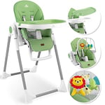 KIDIZ® Chaise haute 3 en 1 | Chaise haute pour enfant avec arceau de jeu, chaise longue pour bébé, chaise haute combinée, Siège haut pour bébé,7 hauteurs réglables, vert