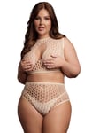 Two Piece Set Fishnet And Fence Net, beige - Queen Size