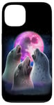 Coque pour iPhone 13 3 phoques hurlant à la lune drôle phoque lion de mer amoureux des animaux