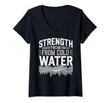 Womens Ice Bath and Cold Shower Wellness Cold Therapy Recovery Tee V-Neck T-Shirt