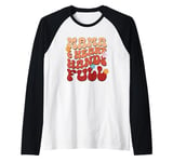 Mama Heart Hands Full Retro Floral Typography Raglan Baseball Tee