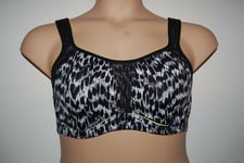 Underwired High Impact Sports Bra Black & White Marks & Spencer Size 34a