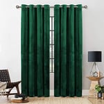 Yorkshire Bedding Emerald Green Eyelet Curtains 90x90 for Bedroom and Living Room – Super Soft Crushed Velvet Thermal Insulated Room Darkening Curtains with 2 Tie Backs – (228cm x 228cm)