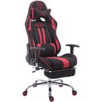 Décoshop26 - Fauteuil de bureau gamer avec repose-pieds extensible mécanisme de bascule en tissu noir / rouge 100002752