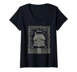 Womens Dark Cottagecore Forest Cottage V-Neck T-Shirt