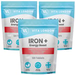 Iron & B12 Energy Tablets - 28mg - 360 Tablets (Not Capsules Or Gummies) Vegan