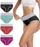 wirarpa Culotte Femme Coton Culottes Taille Haute Slip Sport ,L,Multicolore-c-lot de 4