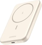 Nexode Mini Batterie Externe Magnétique Sans Fil 5000mah 15w Power Bank Induction Usb C Charge Rapide Pd 3.0 Compatible Avec Iphone 16 Plus Pro Max Iphone 15 14 13 12 Coque Magsafe (Beige).[G259]