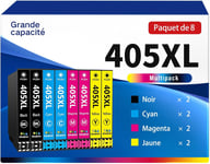 405 XL avec Cartouche pour Epson 405 XL 405XL Compatible pour Epson Workforce Pro WF 4820 WF-3820 WF-3825 WF-4825 WF-4830 WF-7310 WF-7830 WF-7835 WF-7840(2 Noires,2 Cyan,2 Magenta,2 Jaunes)(Q499)