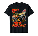 Cool 4 Year Old 4th Birthday Boys Funny Monster Truck Car T-Shirt