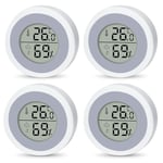 4 Pièces Thermomètre Hygromètre Intérieur, Thermometre Interieur, Thermomètres Numériques D'Intérieur, Mini Digital Lcd Thermomètre Hygromètre Mini Lcd Digital Thermometre Pour Chambre De Bébé, Salon