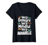 Womens Annabelle Personalized Very Demure Very Mindful Annabelle Na V-Neck T-Shirt