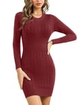 Gyabnw Robe Pull Hiver Chic Femmes Chaud Élégant Robe en Tricot Automne Hiver Slim Elástique Pull Robe Serré Col Rond Chandail à Manches Longues Mince Chaud Officiel Décontracté