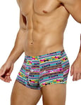 Casey Kevin Men's Sexy Ice Silk Underwear Low Rise Print Breathable Boxer Briefs Microfibre Trunk Stretch Boxer Shorts, B5-colorful-AK2021, M