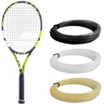 Babolat, Raquette de Tennis Evo Aero Cordée pour Adulte, Idéale pour Progresser, Puissance et Confort, Cadre Aérodynamique Spin Alpha, Taille Grip 1, Marque Française, Gris/Jaune