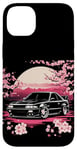 Coque pour iPhone 14 Plus Retro JDM Voiture de course japonaise Drift Tuning Car Sakura Blossom