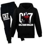 Barnens Cristiano Ronaldo Pullover Hoodie Sweatshirt och Sweatpants Set - CR7 Tracksuit 2-delat Set för Pojkar och Flickor A 130CM