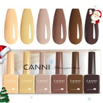 CANNI Vernis à Ongles Gel Semi Permanent 6 Couleur Lot Vernis à Ongles Gel UV Gel Nail Polish beige jaune marron Gel Semi-permanent Set Valentinstag Gel für Maniküre Nageldesign