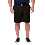 Haggar Men's Cool 18 Pro Straight Fit Flat Front 4-Way Stretch Expandable Waist Short (Regular and Big & Tall Sizes), Black-Bt, 48