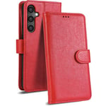 Case Collection for Samsung Galaxy S23 FE Phone Case - Premium Leather Folio Flip Cover | RFID-Technology | Kickstand | Money and Card Holder Wallet | Compatible with Samsung S23 FE Case Red