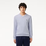 Lacoste Pull coton uni col V Taille XXL Bleu Clair