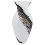 Vase Amphore en Verre de Murano Satin Blanc avec Veines Noires