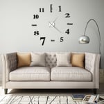 The Living Store - Horloge murale 3D Design moderne 100 cm xxl Noir Noir