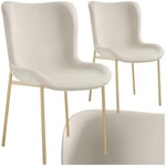 TecTake® Lot de 2 Chaises de Salle à Manger ergonomiques Design scandinave Confortable, Aspect Velours, Pieds en métal doré, Chaise Cosy pour Salon, Chambre, Chaise Coiffeuse, Chaise de Bureau