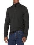 Amazon Essentials Pull Finement Côtelé Zippé 1/4 Homme, Noir, XL