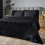 Catherine Lansfield Lattice Cut Velvet Quilted 220x230cm Bedspread Black