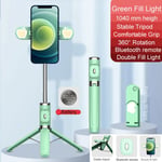 Xiaomi-Perche à Selfie Rotative Sans Fil,Bluetooth,Trépied Renforcé à Distance,Pliable,3 Couleurs,Lumière de Remplissage Rechargeable,Résistant à 360 - Type Green with 2 led-M01S