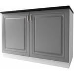 Meuble De Cuisine Bas 2 Portes 120 Cm Dina En Mélaminé Avec 1 Étagère Gris