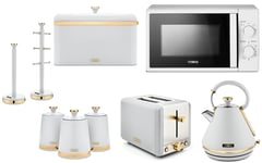 Tower Cavaletto White Kettle Toaster T24034WHT Microwave & Kitchen Storage Set