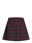 Mango Pleated Check Skirt Marinblå