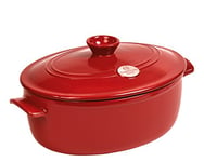 Emile Henry Eh344560 Cocotte Ovale Céramique Rouge Grand Cru 33,5 X 26,5 X 18,5 cm